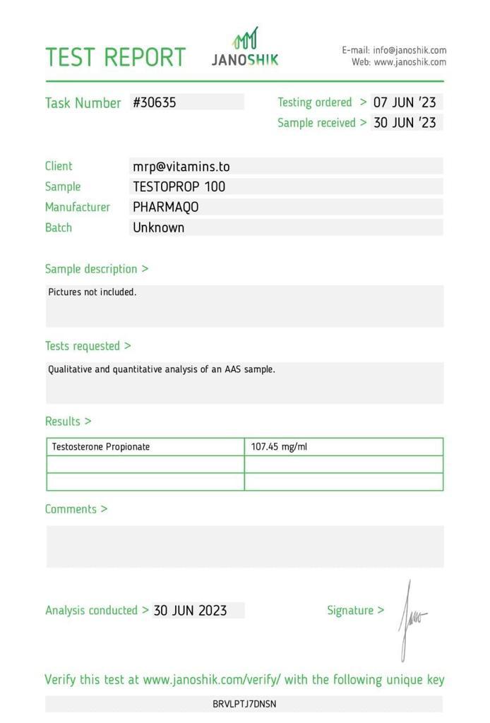 pharmaqo labs testoprop 100 test propionate